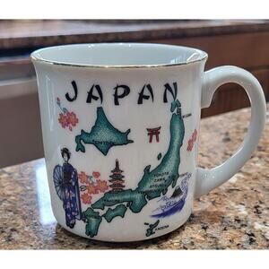 Rare Vintage (Tommy China) Japan Themed Souvenir Colorful Ceramic Coffee Mug